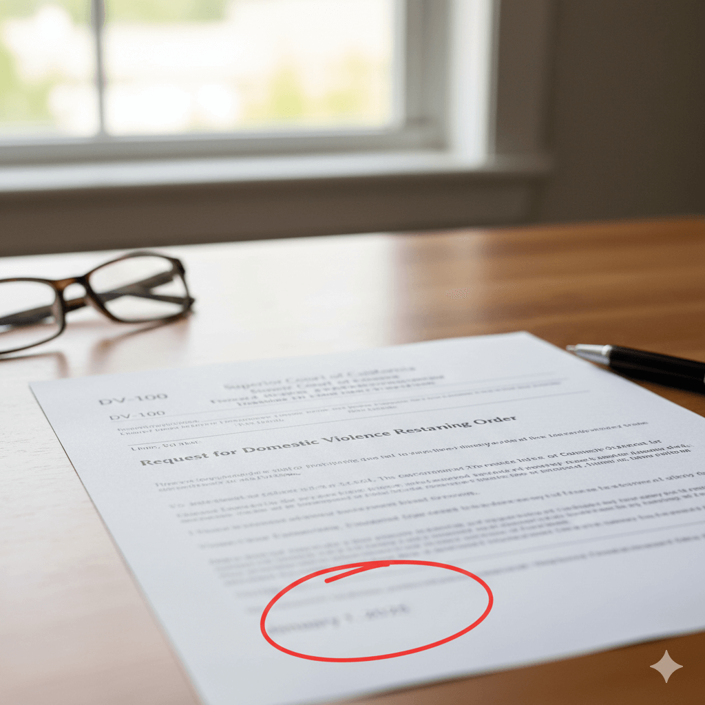 DVRO form in CA family law case