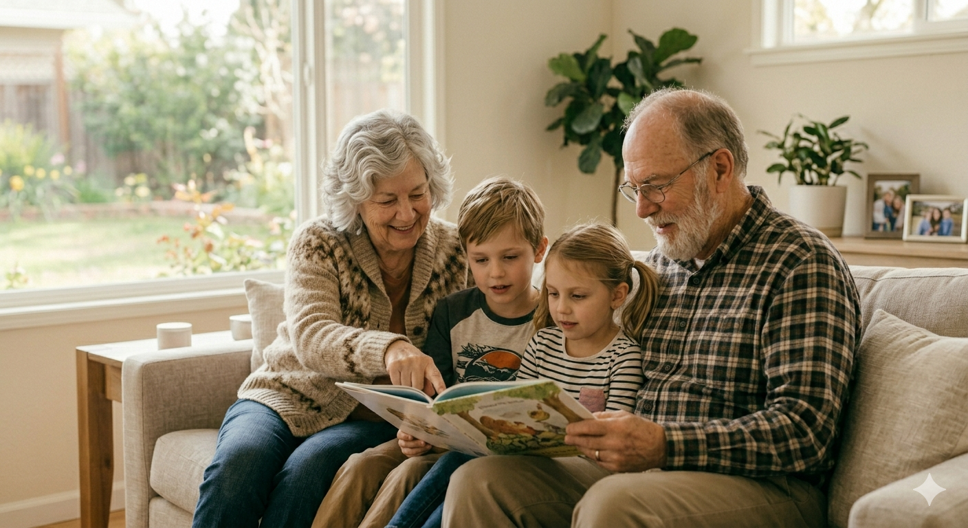 grandparents visiting grandchildren